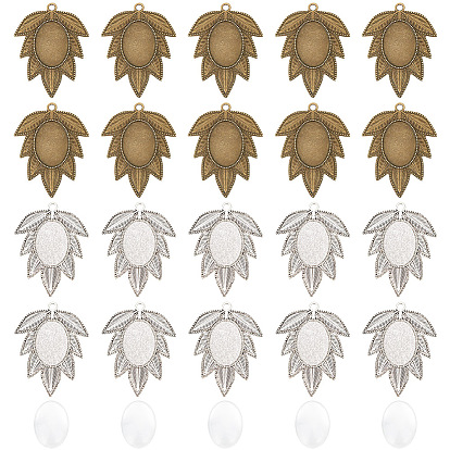 Набор для самостоятельного изготовления подвески в виде листа, в том числе подвеска в тибетском стиле с подвеской в виде кабошона, Кабошоны из стекла