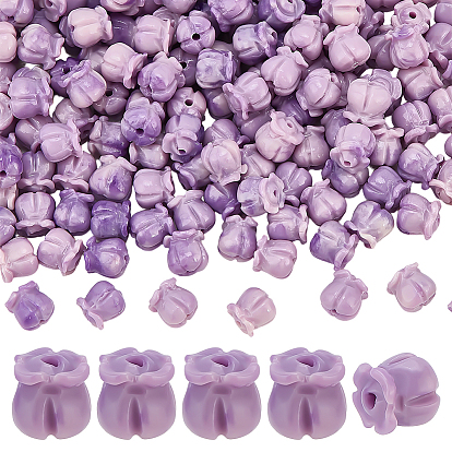 150шт. непрозрачные бусины из искусственной ракушки из смолы, сиреневые