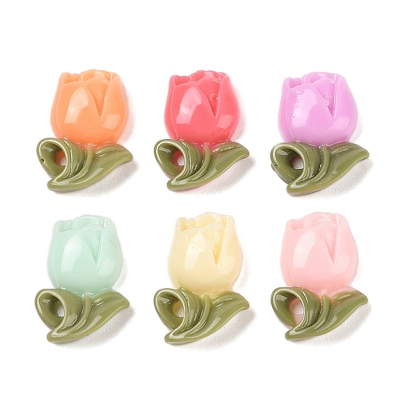 Resin Cabochons, Flower, for Valentine's Day, 20x14x6mm