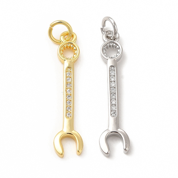 Подвески для инструментов из латуни с микропаве из кубического циркония, без кадмия и без свинца, гаечный ключ, с целью перехода в кольце