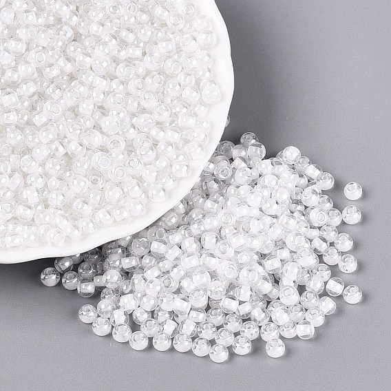FGB Glass Seed Beads, Inside Colours Lustered, Grade A, Round