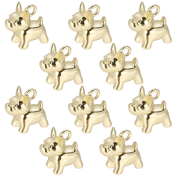 10 шт. Латунные подвески, собака прелести, без свинца и без кадмия, стойки покрытие, долговечный