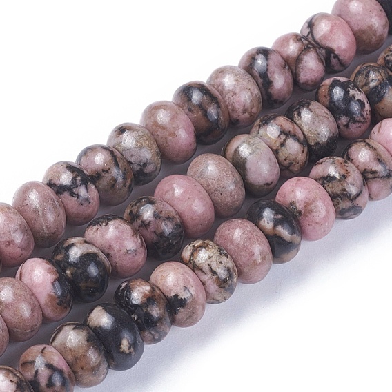 Природные родонит бисер нитей, рондель