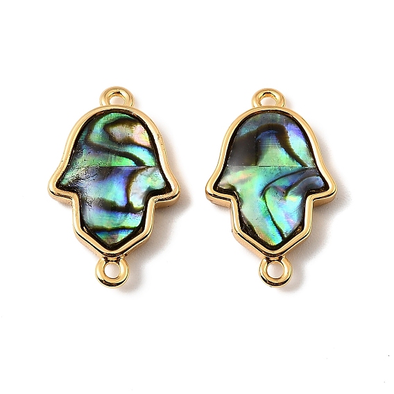 Подвески-соединители для рук из натуральной ракушки пауа с хамсой, с латунной