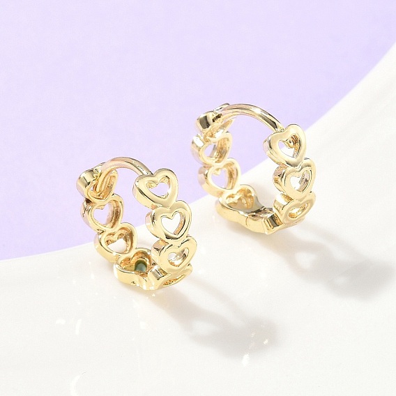Полые латунные серьги-кольца в форме сердца, стойки покрытие, без свинца и без кадмия, долговечный