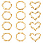 12Pcs 3 Style PVD Vacuum Plating 304 Stainless Steel Linking Rings, Ring & Heart