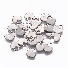 201 Stainless Steel Charms, Stamping Blank Tag, Heart Lock