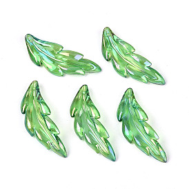 Подвески из прозрачного пластика, очарование листа, с покрытием AB цвета