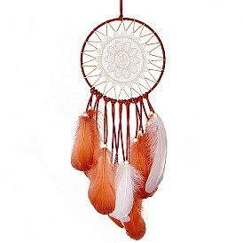 SUNNYCLUE DIY Woven Net/Web with Feather Making Set, with Faux Suede Cord, Feather and Iron Ring and Plastic Sticks