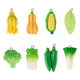 8подвески из непрозрачной смолы, овощи, разнообразные