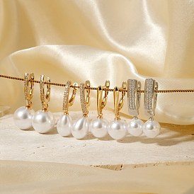 Chic Pearl Hoop Earrings for Women, Elegant and Delicate European Style