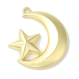 Rack Plating Alloy Pendants, Cadmium Free & Nickel Free & Lead Free, Moon with Star Charms