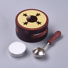Wax Seal Stamp Set, with Wood Wax Furnace and Wax Sticks Melting Spoon Tool