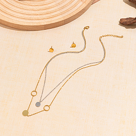 Модные 201 двухслойные плоские круглые подвески из нержавеющей стали с подвесками и серьги для женщин