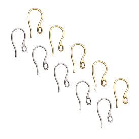 Unicraftale 304 Stainless Steel Earring Hooks, Ear Wire, with Horizontal Loop, with Bead Container