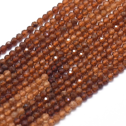 Natural Orange Garnet Beads Strands, Faceted, Gradient Style, Round
