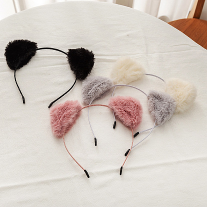 Cute Plush Cat Ear Headband - Fluffy Face Washing Hairband, Adorable Hair Accessories.