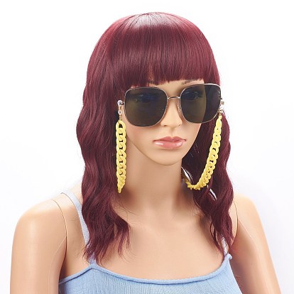 Eyeglasses Chains, Neck Strap for Eyeglasses, with Opaque Acrylic Cable Chains and Rubber Loop Ends, Golden
