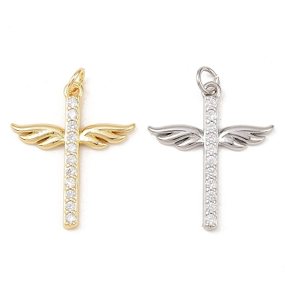 Латунные микро проложить кубического циркония подвески, крестик, без кадмия и без свинца, стойки покрытие, долговечный, с целью перехода в кольце