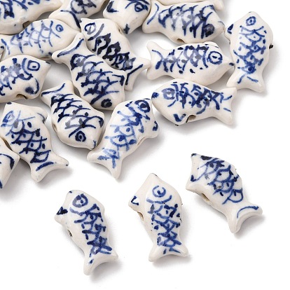 Фарфоровые бусины ручной работы, белый и голубой фарфор