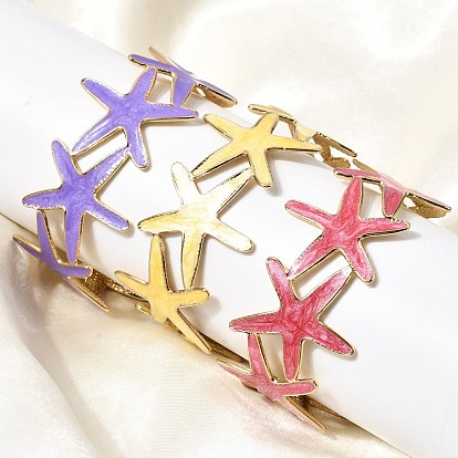 304 эмалированные браслеты-манжеты из нержавеющей стали для женщин, морская звезда, ионное покрытие (ip)