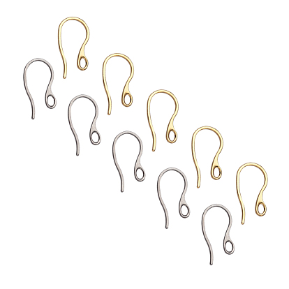304 Stainless Steel Earring Hooks, Ear Wire, with Horizontal Loop, with Bead Container
