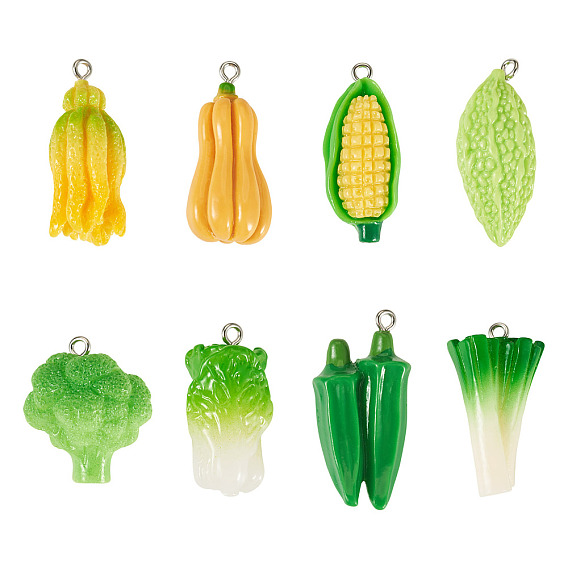 8подвески из непрозрачной смолы, овощи, разнообразные