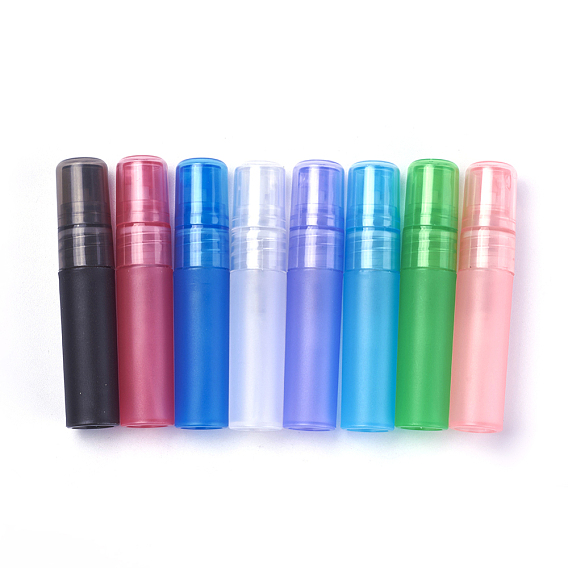 PP Plastic Perfume Spray Bottles, Refillable Liquid Containers, with Screw Lid