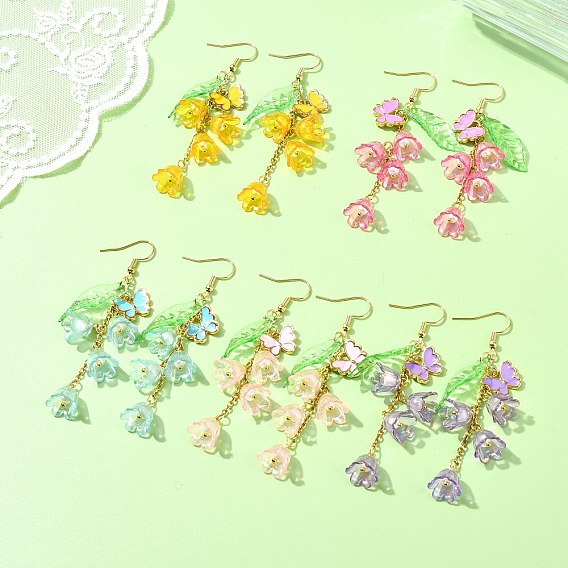 Серьги с подвесками из акрила в виде цветка, с 304 нержавеющей стали серьги крючки, золотые