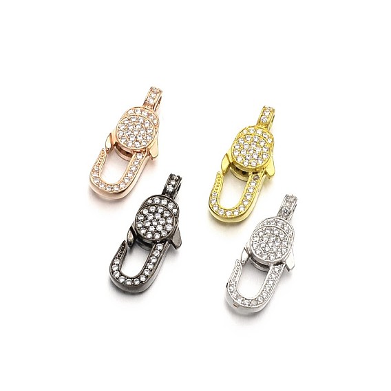 Gestellware Messing Micro Pave Zirkonia Karabinerverschlüsse, Bleifrei und cadmium frei