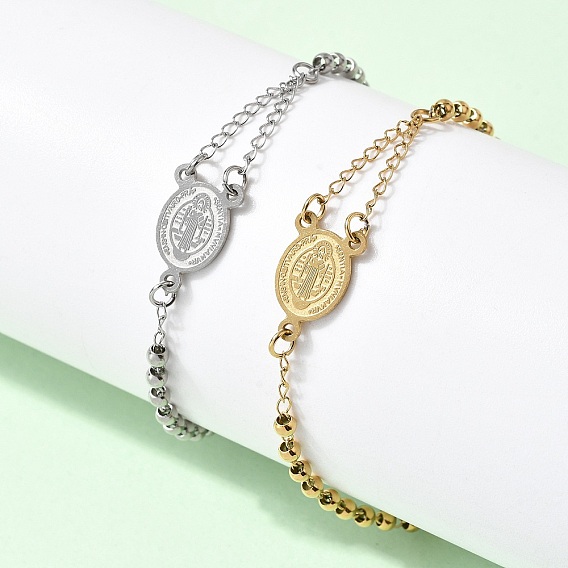 304 Браслеты из нержавеющей стали с крестом Святого Бенедикта для женщин