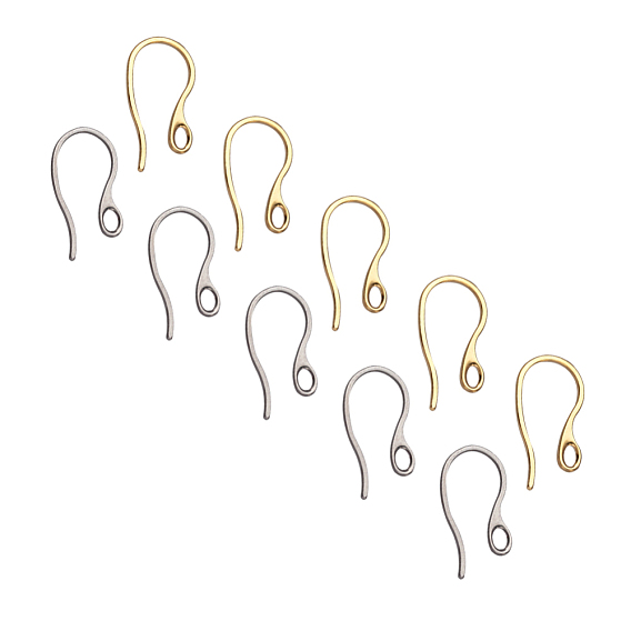 304 Stainless Steel Earring Hooks, Ear Wire, with Horizontal Loop, with Bead Container