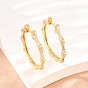 Micro cuivres ouvrent zircons boucles d'oreilles, sans cadmium et sans plomb, plaqué longue durée, crémaillère plaquage, réel 18 k plaqué or