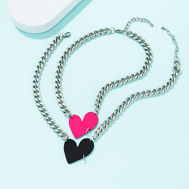 Fashion Creative Heart Necklace Personality Simple Irregular Red Spade Heart Necklace Necklace Female