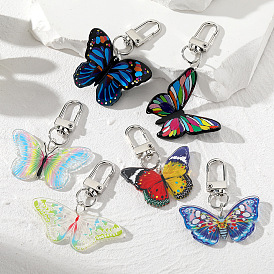Fashion Retro Colorful Butterfly Keychain Acrylic Simulated Insect Bag Ornament Pendant Ornament