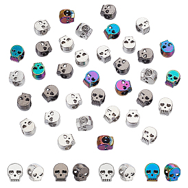 40шт 4 цвета тибетский стиль сплав европейские бусины, бусины с большим отверстием, череп