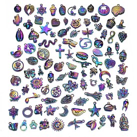 Pendentifs en alliage de couleur arc-en-ciel et connecteurs de lien, sans cadmium et sans nickel et sans plomb, formes mixtes