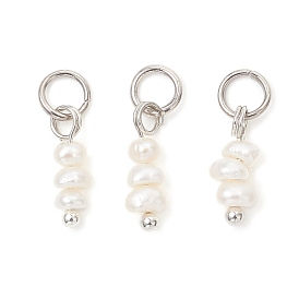Подвески-рондели из натурального пресноводного жемчуга, с 304 фурнитурой из нержавеющей стали, старинный белый
