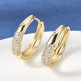 Серьги-кольца из латуни с прозрачным кубическим цирконием, без кадмия и без свинца