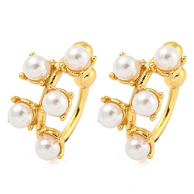 Rack Plating Brass ABS Imitation Pearl Clip-on Earrings, Cadmium Free & Lead Free, Long-Lasting Plated