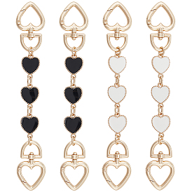 4 шт 2 цвета сплав эмаль сердце ссылка кошелек ремень удлинители, с пружинной застежкой, золотой свет