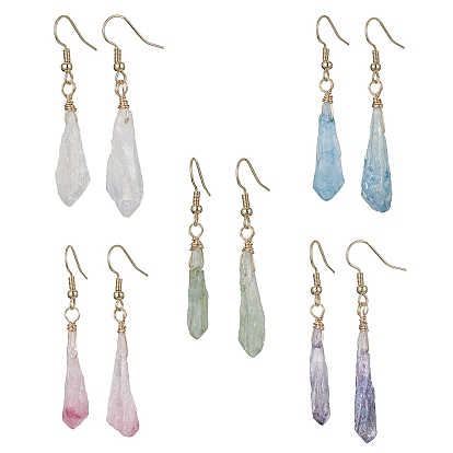 Серьги с подвесками из окрашенного натурального кварца, твист слеза