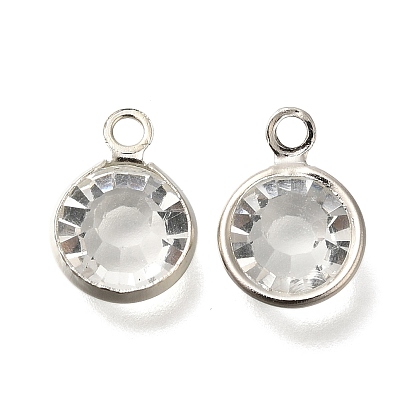 Латунные подвески, со стеклом, круглые