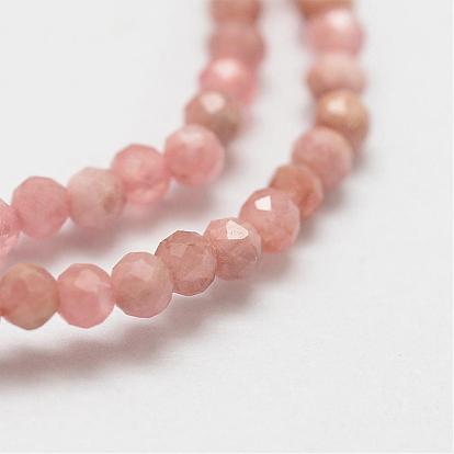 Natural Rhodochrosite Beads Strands, Grade AA, Faceted, Round