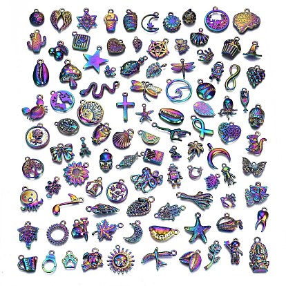 Pendentifs en alliage de couleur arc-en-ciel et connecteurs de lien, sans cadmium et sans nickel et sans plomb, formes mixtes