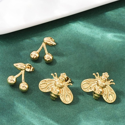 304 из нержавеющей стали серьги, реальный 18 k позолоченный