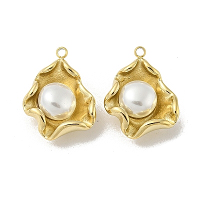 Ионное покрытие (ip) 304 подвески из нержавеющей стали, с пластиковой имитацией жемчуга, цветочный шарм