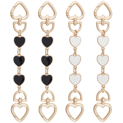 4 шт 2 цвета сплав эмаль сердце ссылка кошелек ремень удлинители, с пружинной застежкой, золотой свет