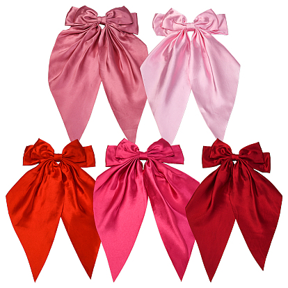 5 шт. 5 цветные заколки для волос из полиэстера с бантом, с железным зажимом, аксессуары для волос для женщин девушка