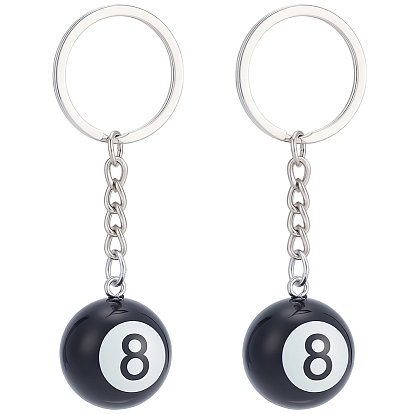 Platinum Alloy Resin Keychains, with Enamel, Billiards
